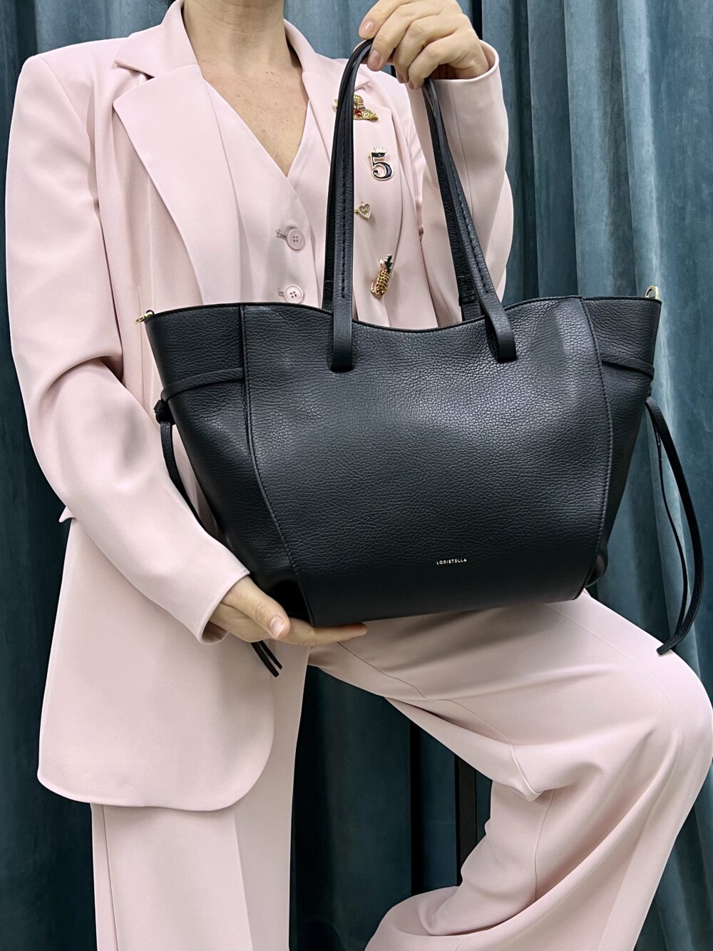 LORISTELLA - BORSA IN PELLE - NERA